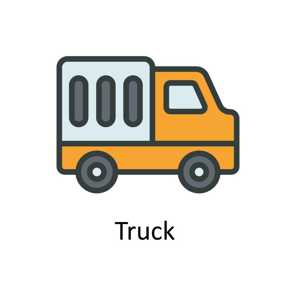 Truck  vector  Fill outline Icon Design illustration. Work in progress Symbol on White background EPS 10 File