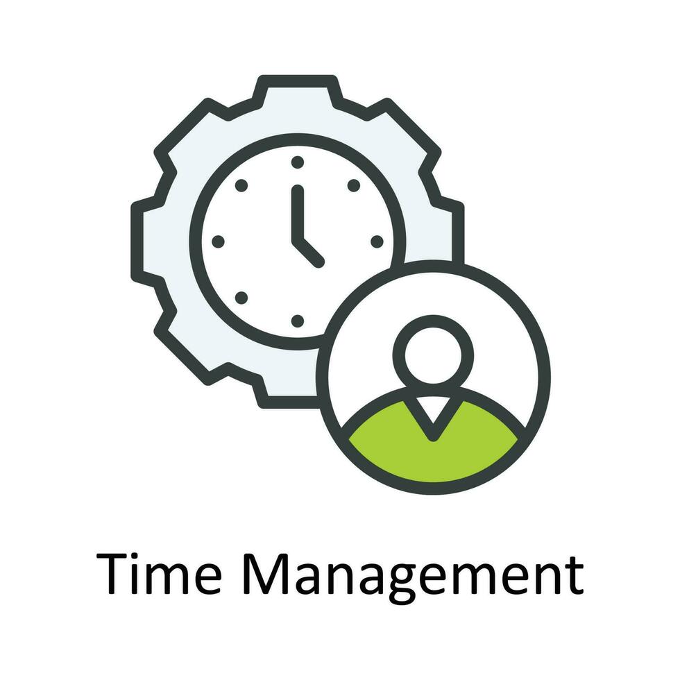 Time Management vector Fill outline Icon Design illustration. Time Management Symbol on White background EPS 10 File