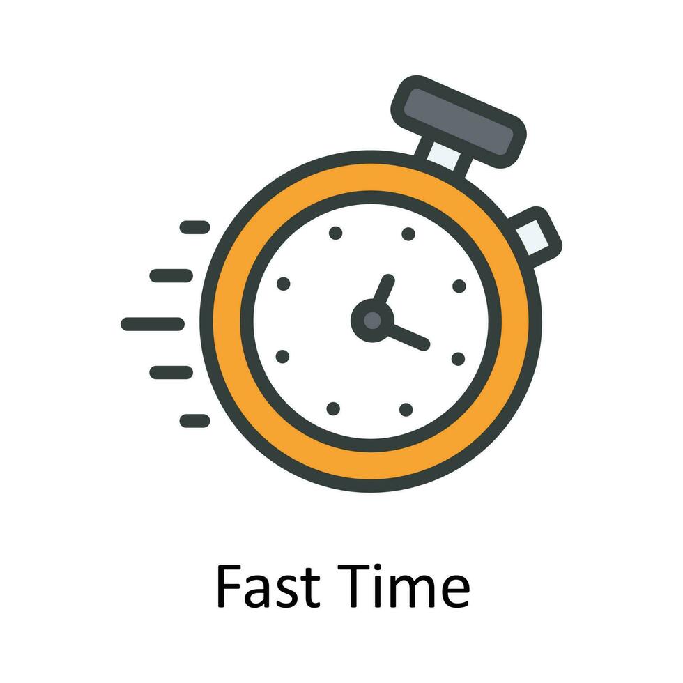 Fast Time vector Fill outline Icon Design illustration. Time Management Symbol on White background EPS 10 File