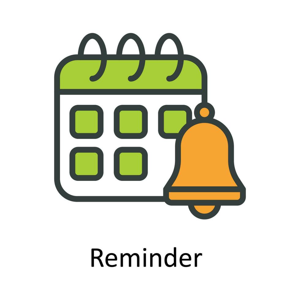 Reminder  vector Fill outline Icon Design illustration. Time Management Symbol on White background EPS 10 File