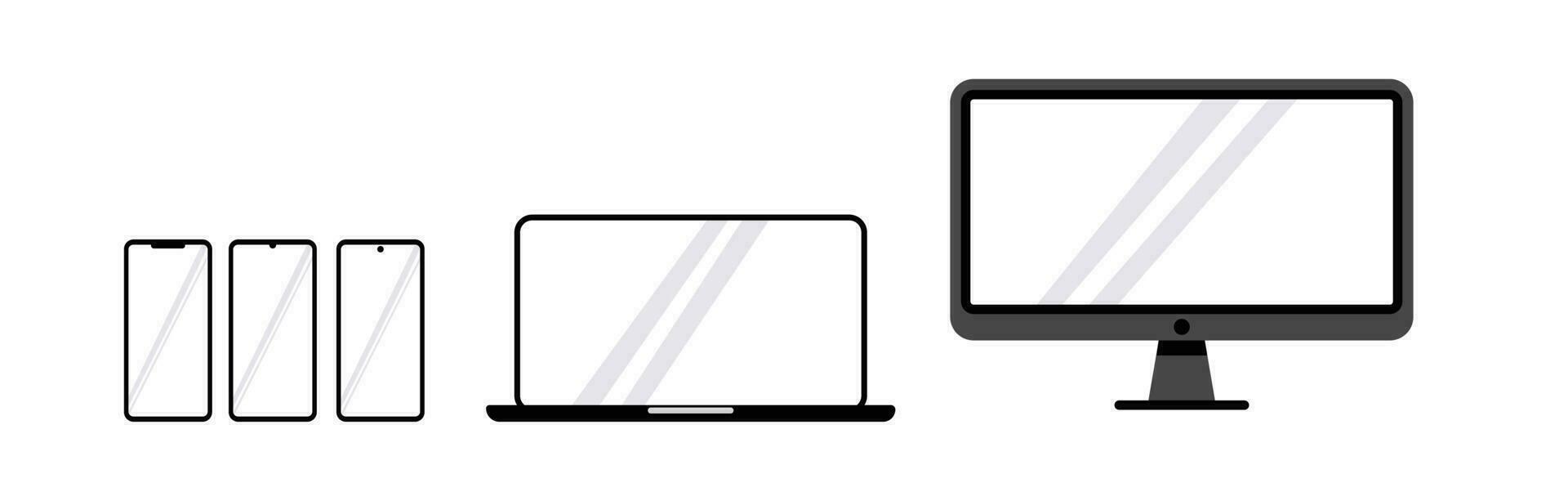 teléfono inteligente monitor lcd ordenador portátil y escritorio monitor transparente vector