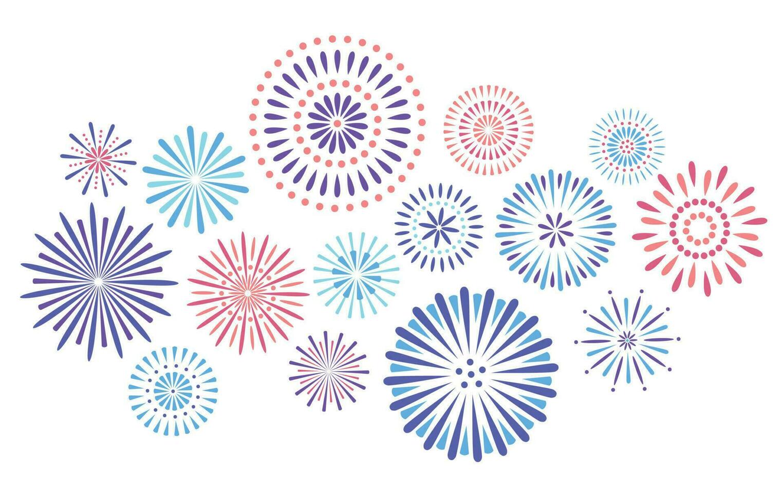 Festive fireworks. Celebration party firework, festival firecracker and colorful sky fire explosion stars isolated vector background