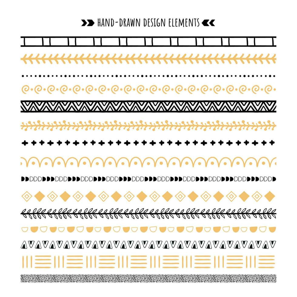 Tribal brush. Hand drawn ethnic ornaments, aztec pattern and hipster ornament border brushes vector set
