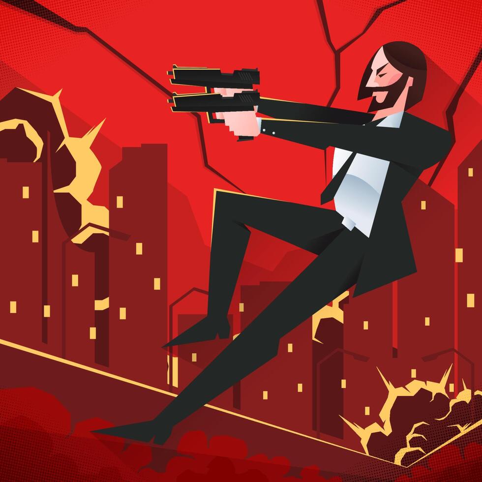 Men In Shootout Scene vector