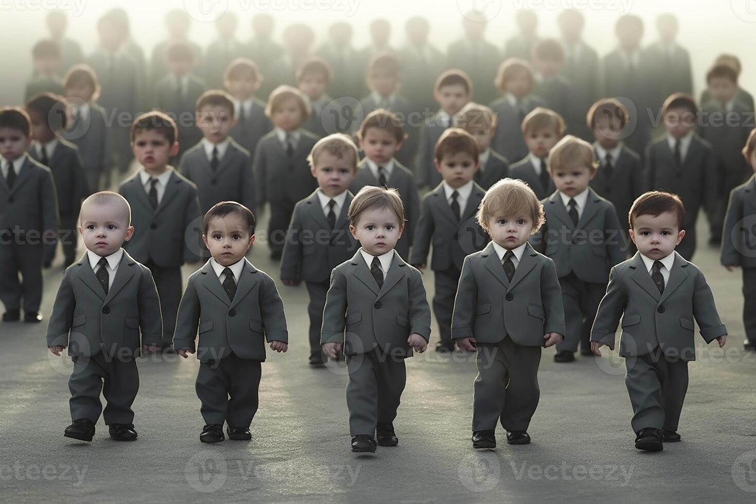 An army of kids. Lots of little kids in business suits. photo