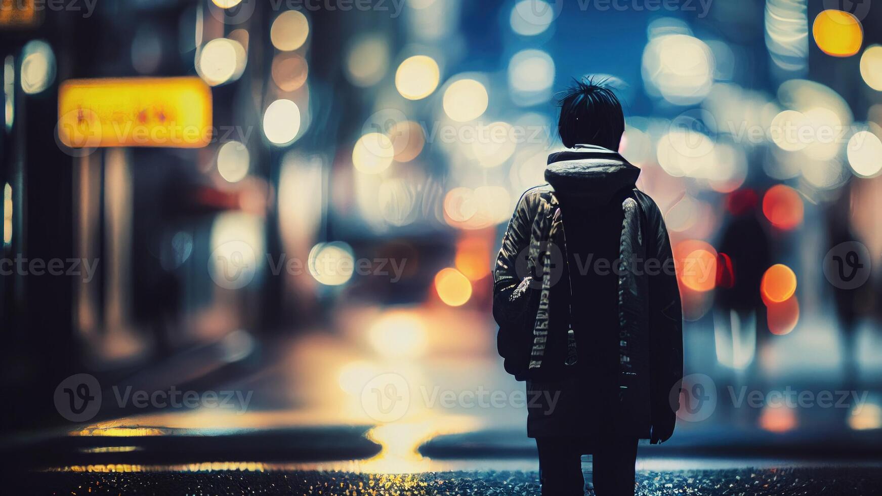 Walking man. Night City photo