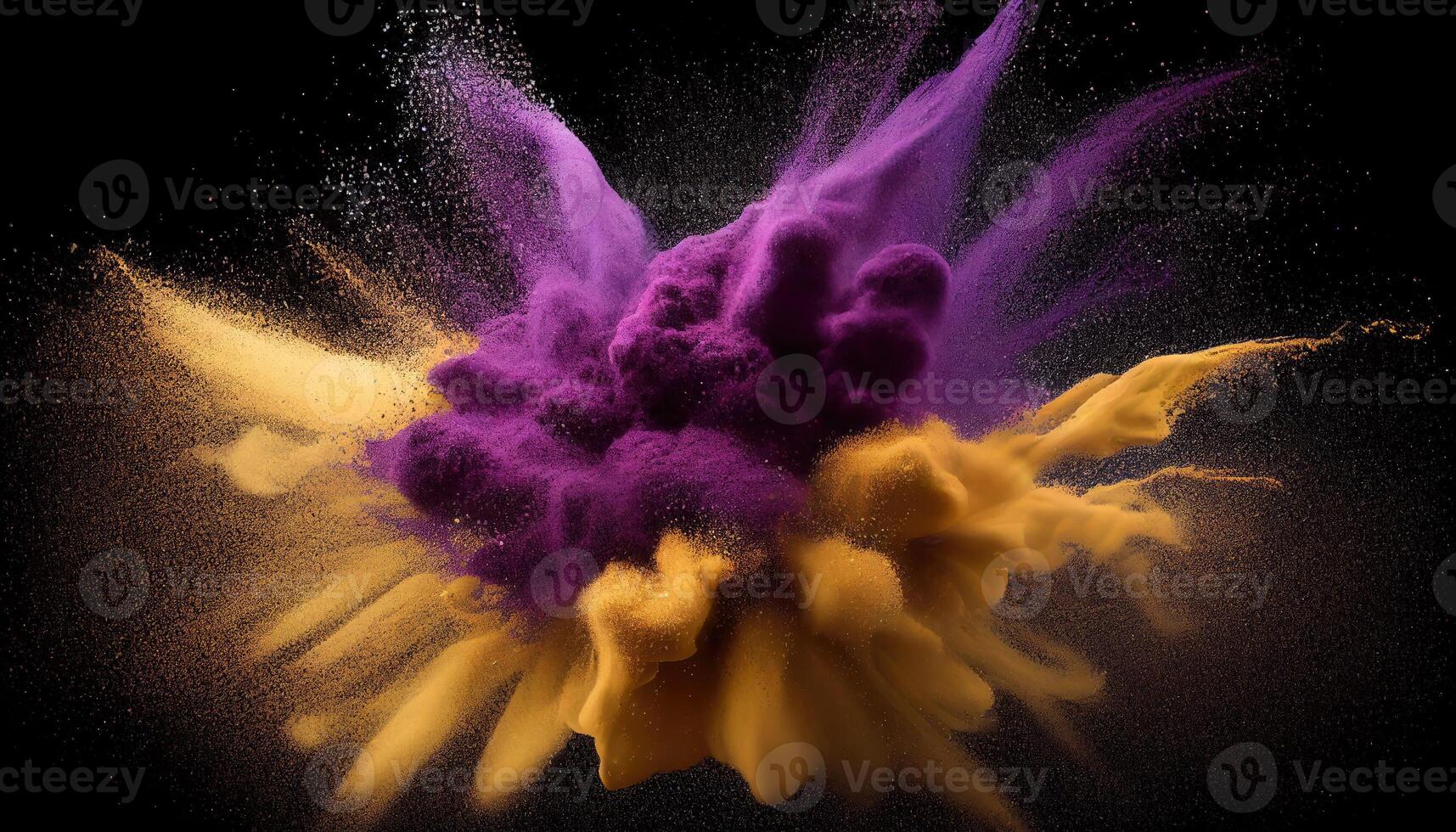 Abstract dust explosion on black backdrop. photo