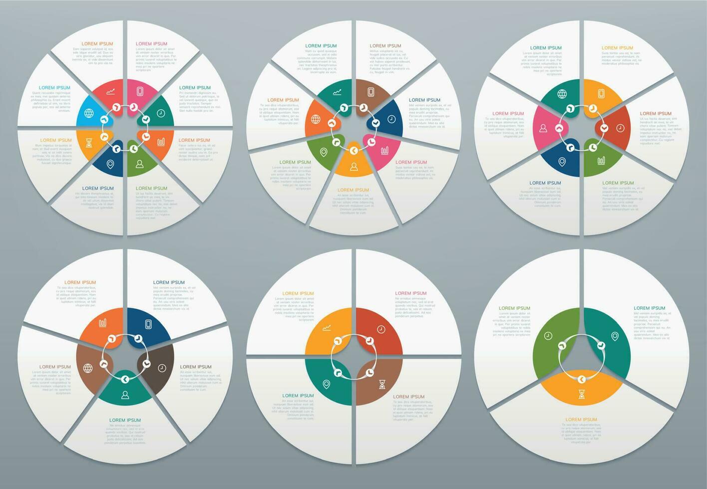 Circle infographic. Round diagram of process steps, circular chart with arrow. Circles and arrows graph charts vector set