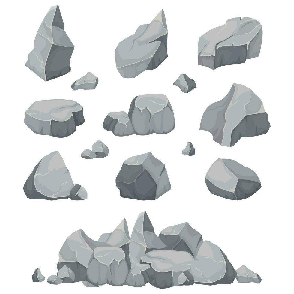 rock piedras grafito piedra, carbón y rocas pila aislado vector ilustración