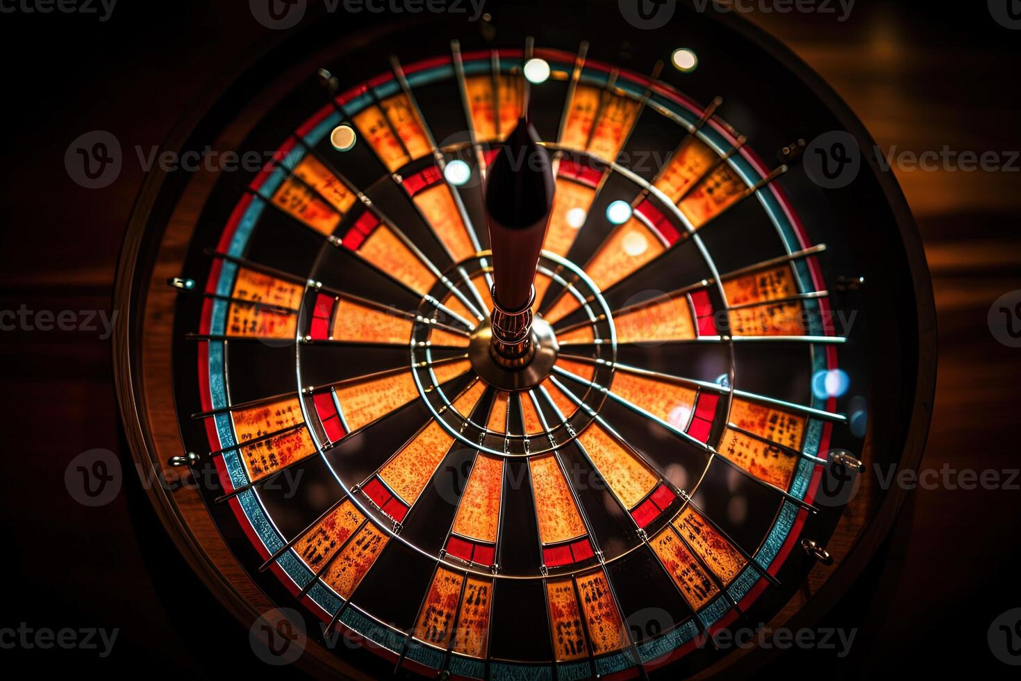 Closeup View of Glowing Roulette Wheel for Gambling or Risky Game. . photo
