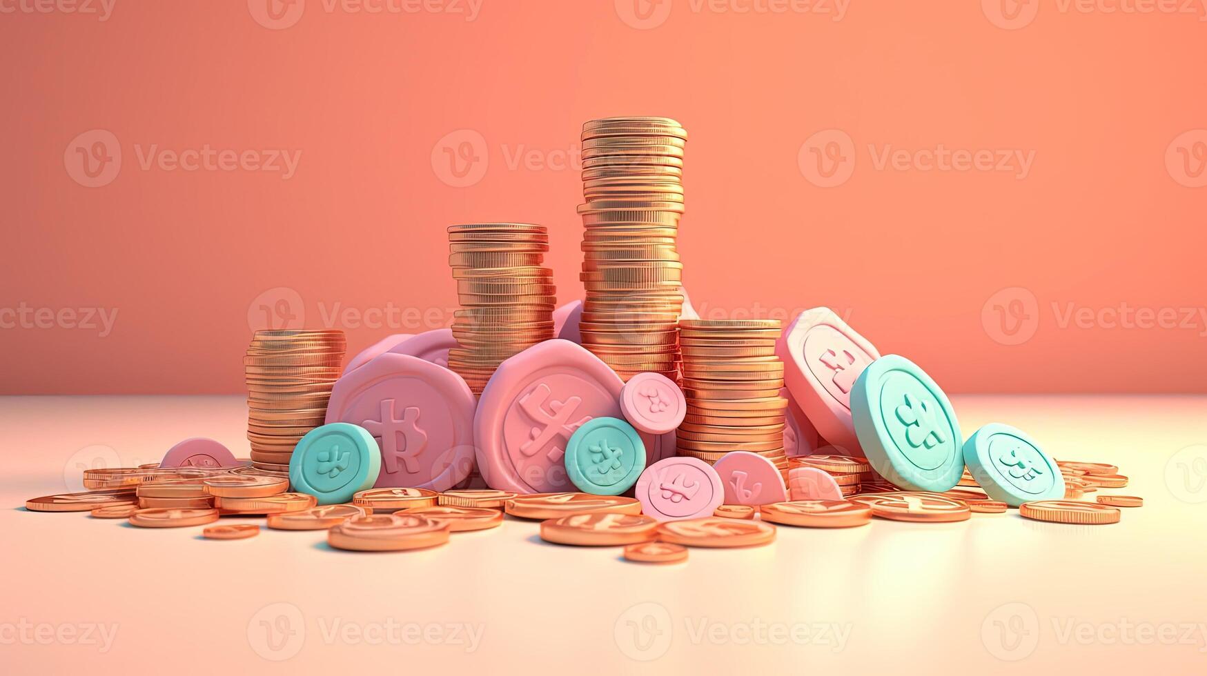 A Heap of Assorted Coins of Varying Sizes and Denominations Created By . photo