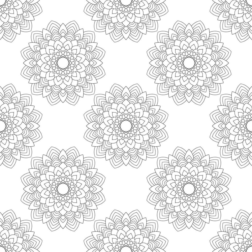 Seamless Mandala Pattern in Black and White vector