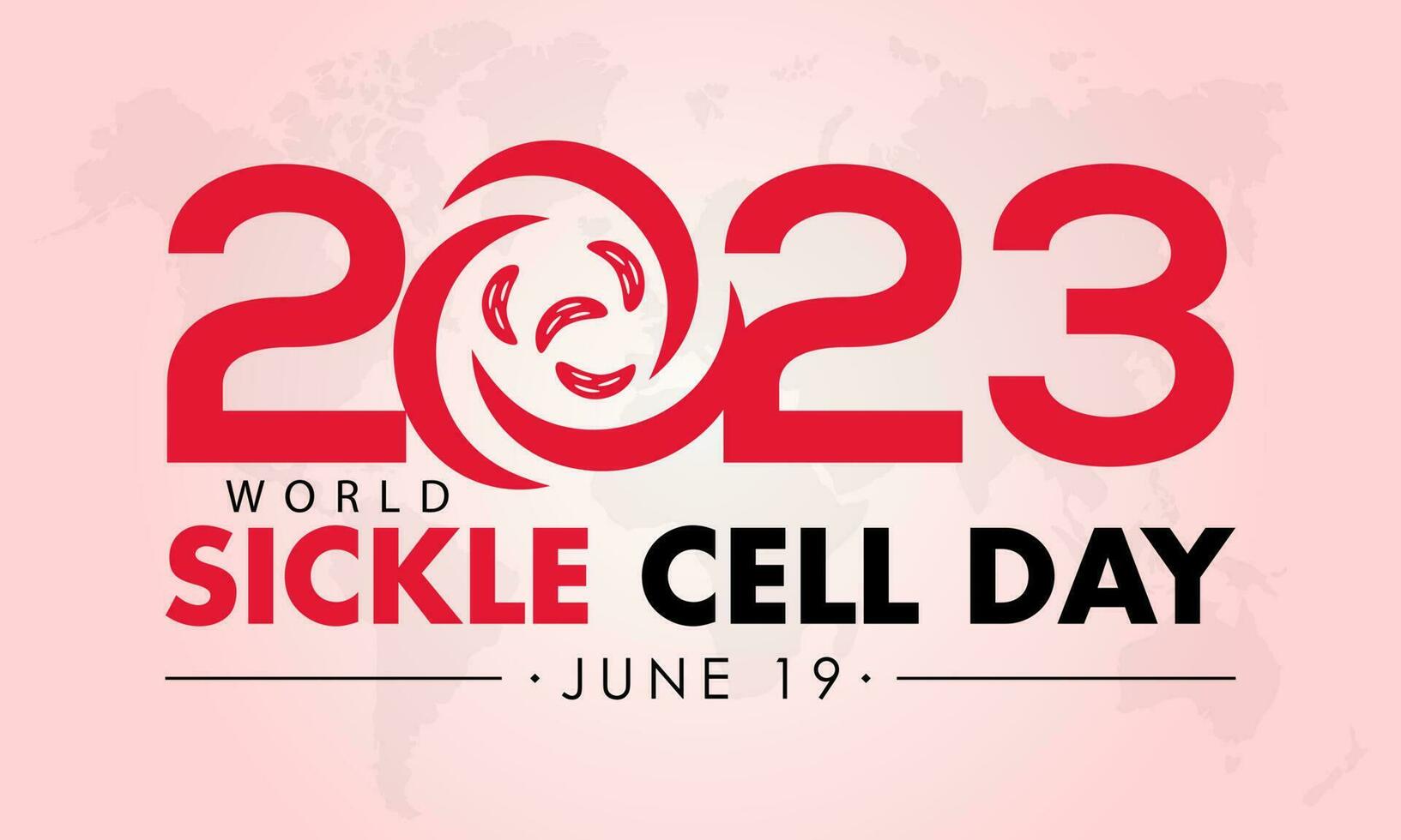 2023 concepto mundo hoz célula día salud prevención concepto vector bandera modelo. hemoglobina cuidado, diagnóstico, salud tratamiento tema.