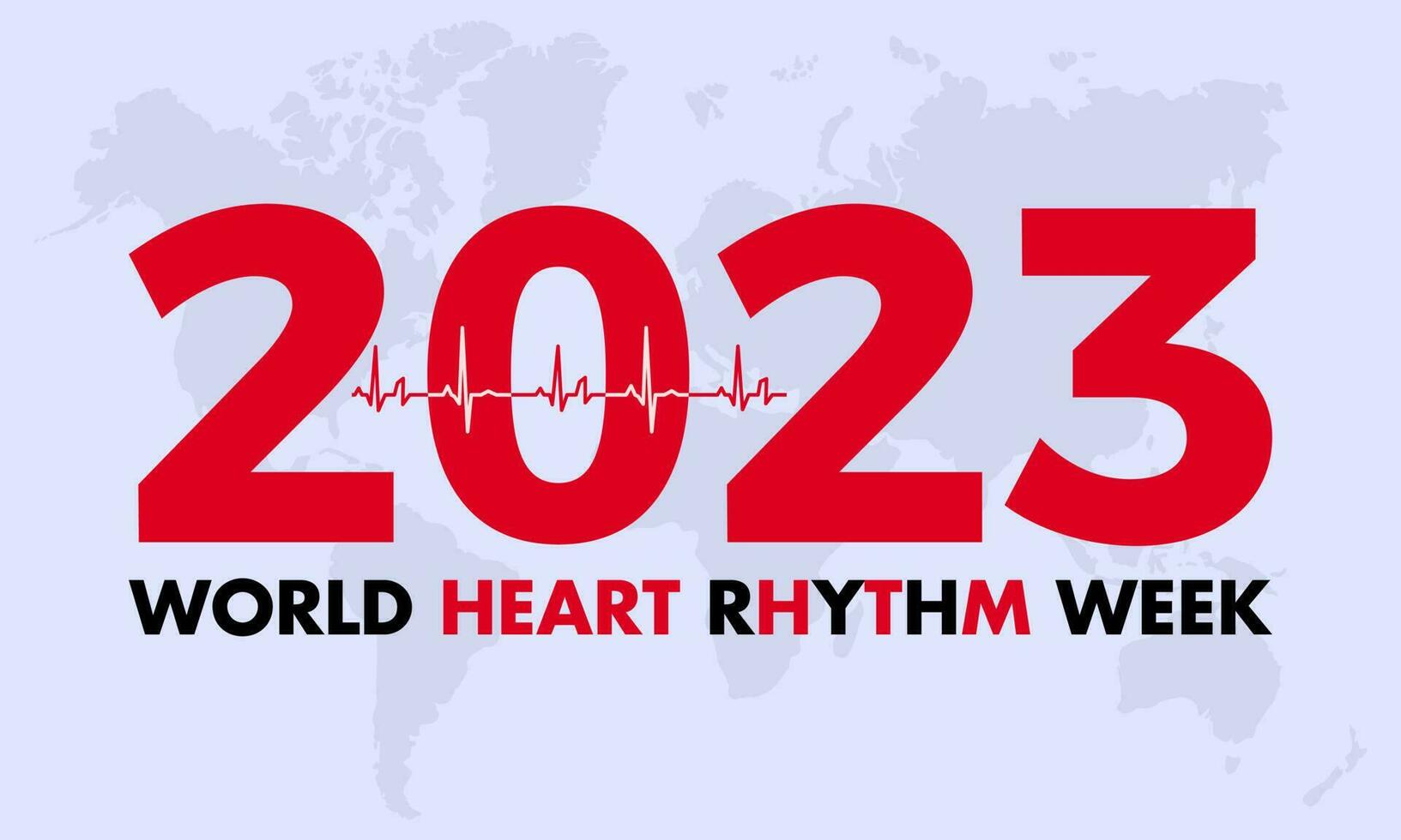 2023 Concept World Heart Rhythm Week vector illustration template. Cardiac, pulse care, diagnosis theme banner.