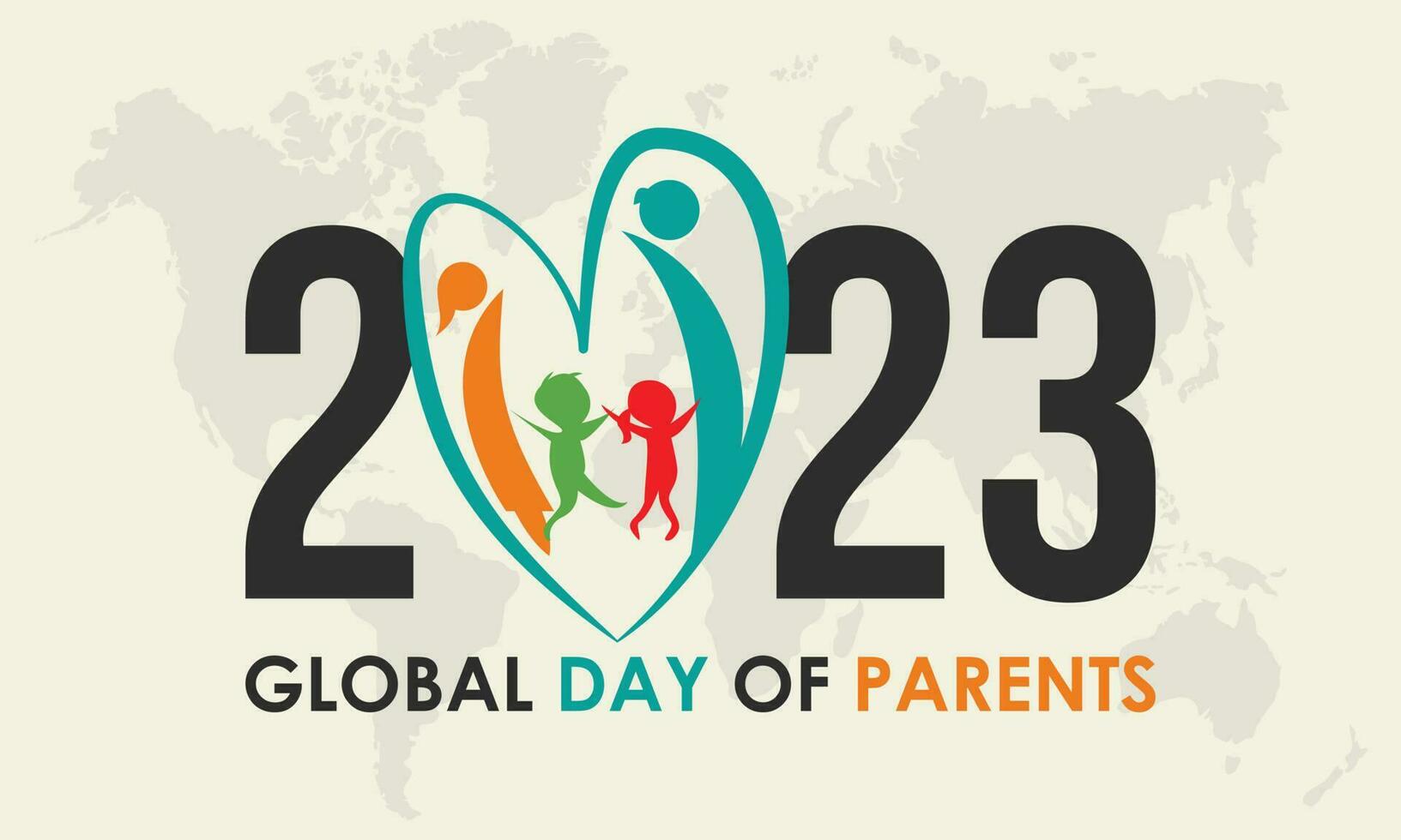2023 Concept Global Day of Parents vector banner template illustration. Global family concept with love parents, child observed on june.