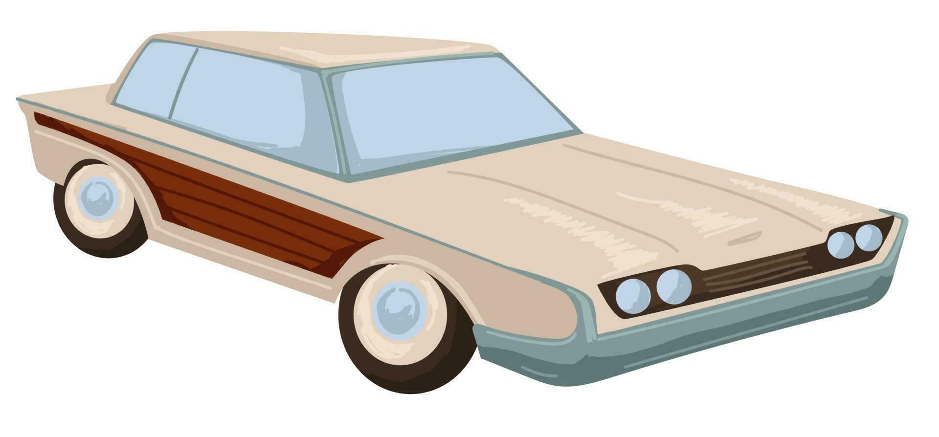 Retro car, vintage automobile of 1960s transport vector
