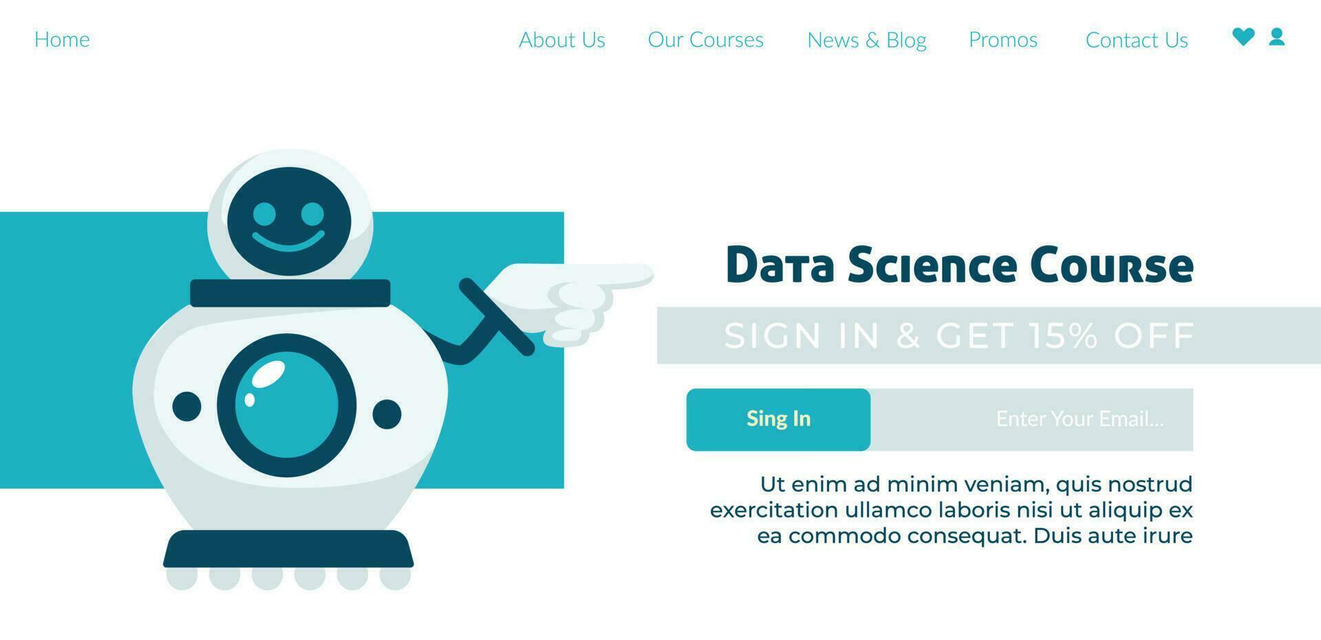 Data science course, sign in and get discount web vector