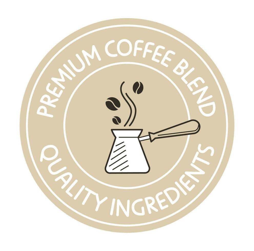 Premium coffee blend, quality ingredients label vector