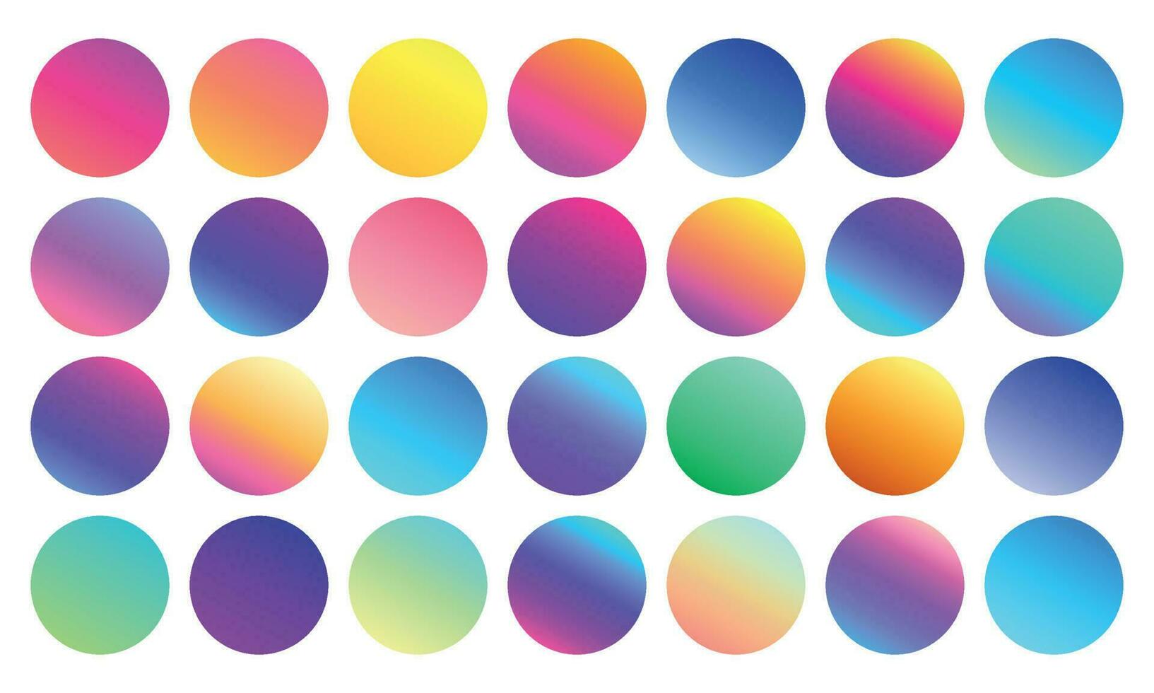 vívido degradado esferas minimalista multicolor círculos, resumen Años 80 vibrante colores y moderno gradientes esfera aislado vector conjunto