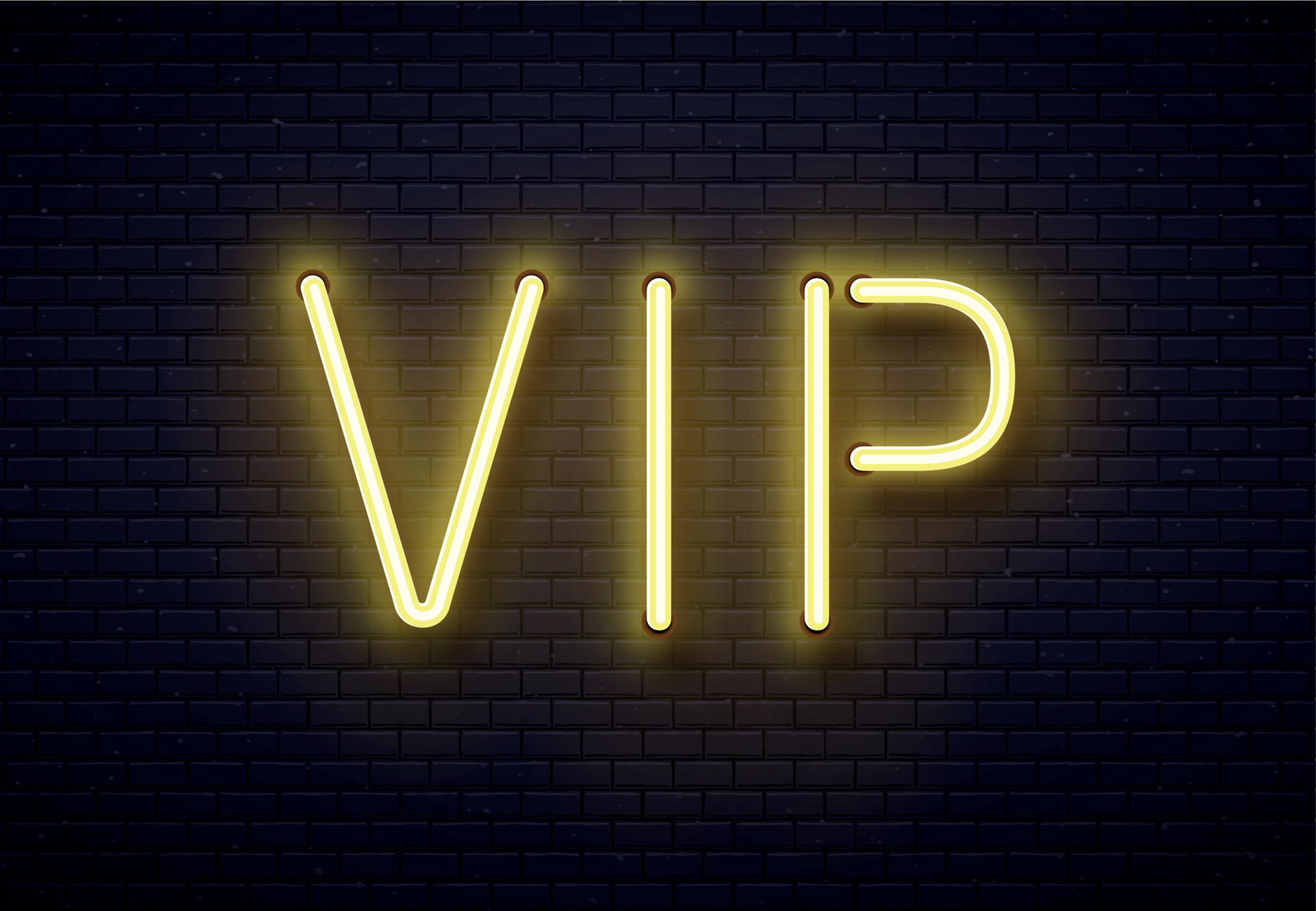 Vip neon sign. Elegant premium members club, luxury banner with golden