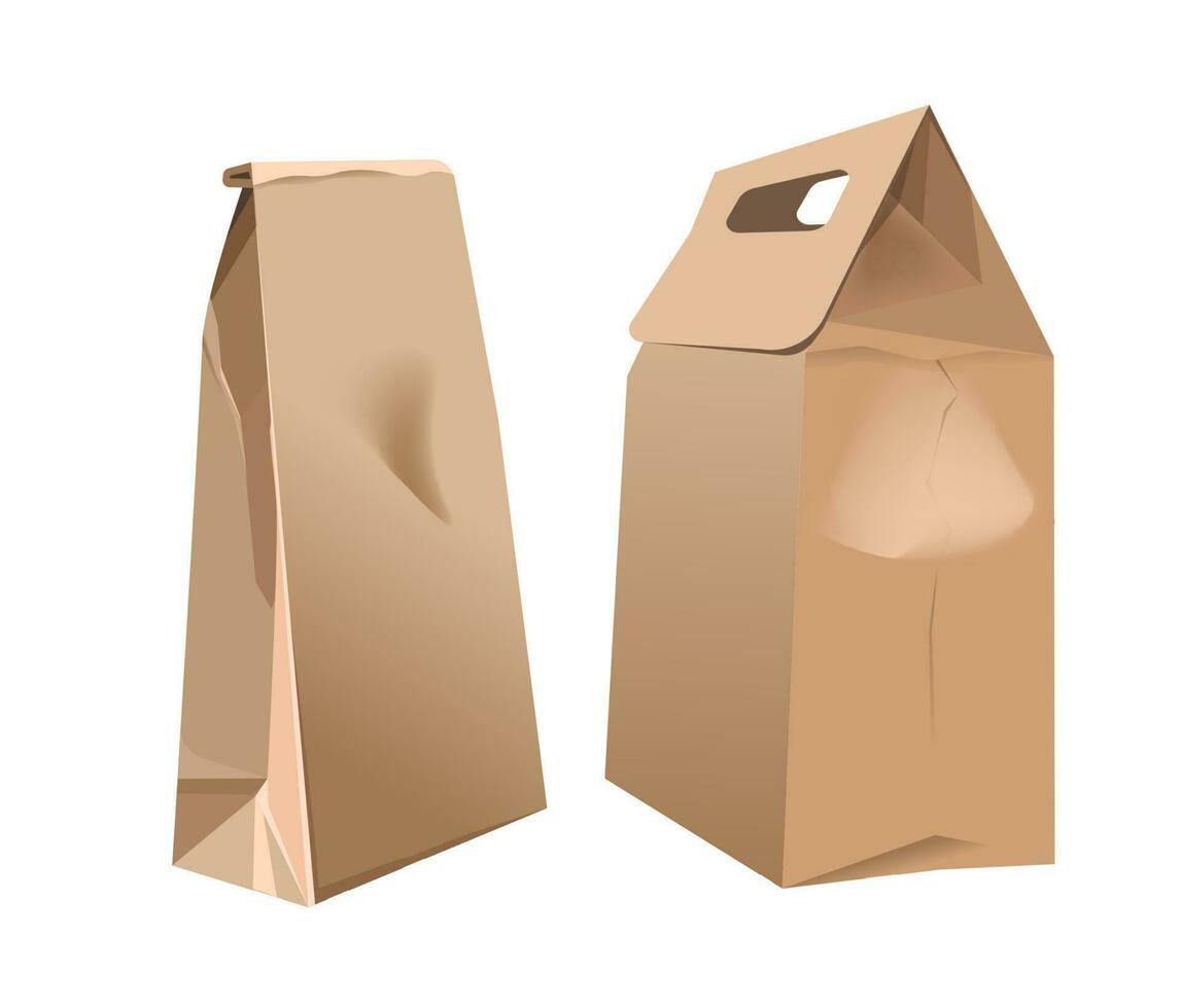 paquete para productos, caja de cartón papel bolso con bienes vector
