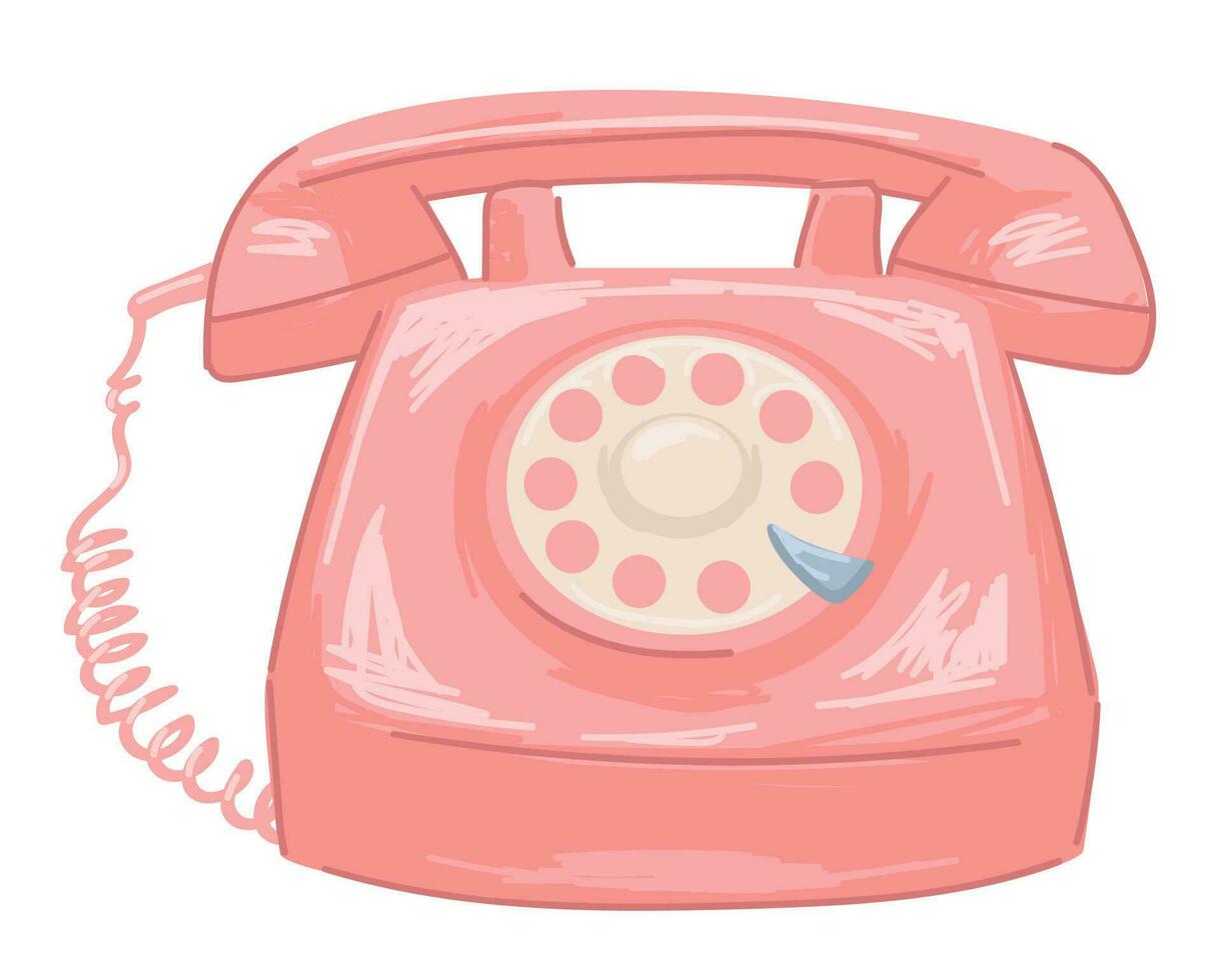 Old school telephone with rotary system vector