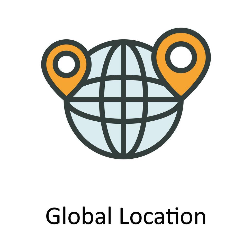 Global Location vector  Fill  outline Icon Design illustration. Location and Map Symbol on White background EPS 10 File