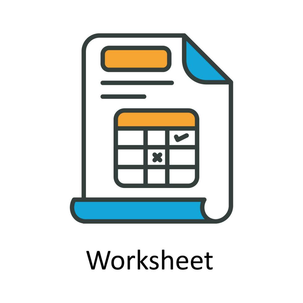 Worksheet vector Fill outline Icon Design illustration. Time Management Symbol on White background EPS 10 File