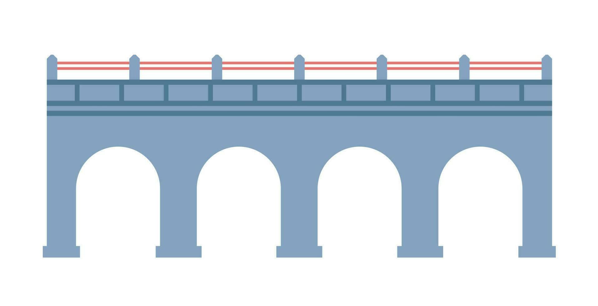 Bridge with arches, city architecture and building vector