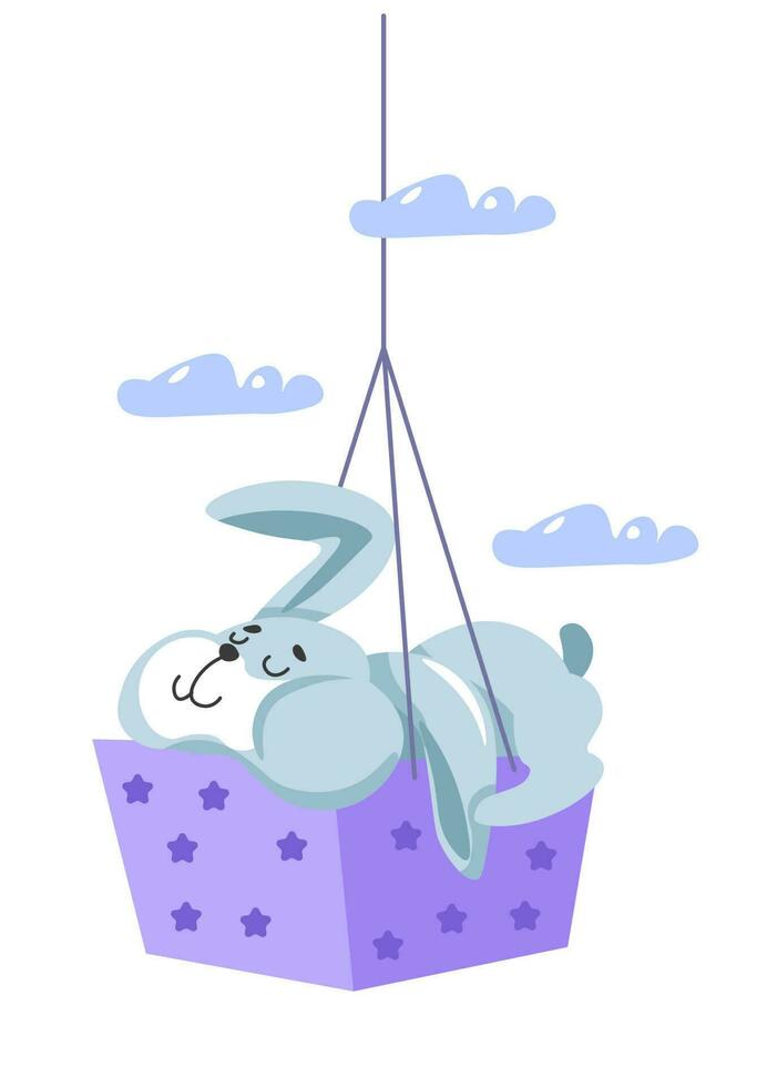 Sleepy rabbit woodland animal, sleeping bunny vector