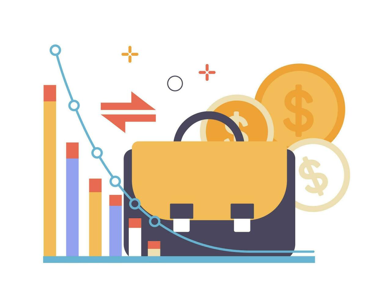 Business and economics management, growth stats vector