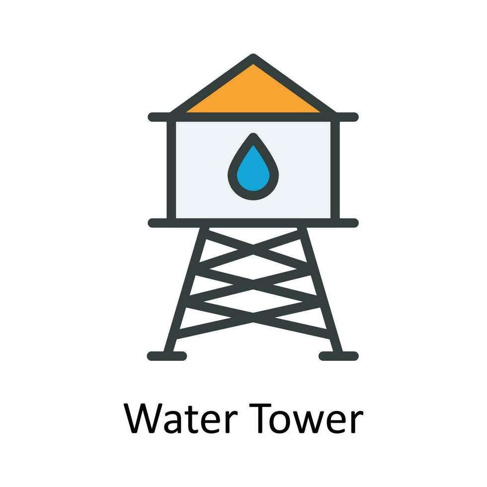 Water Tower  vector  Fill  outline Icon Design illustration. Agriculture  Symbol on White background EPS 10 File