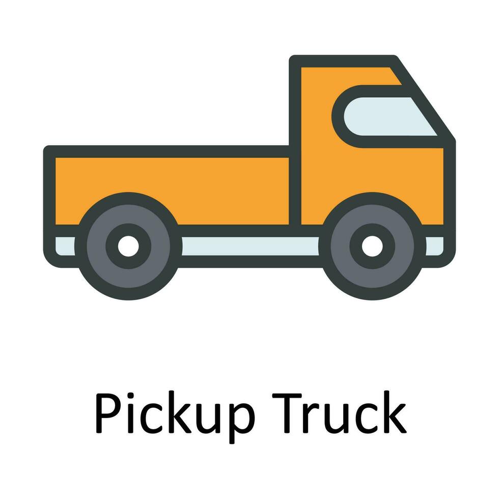 Pickup Truck vector  Fill  outline Icon Design illustration. Agriculture  Symbol on White background EPS 10 File