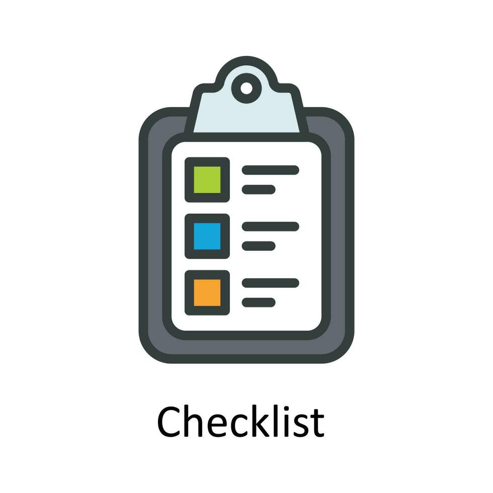 Checklist  vector  Fill outline Icon Design illustration. Work in progress Symbol on White background EPS 10 File