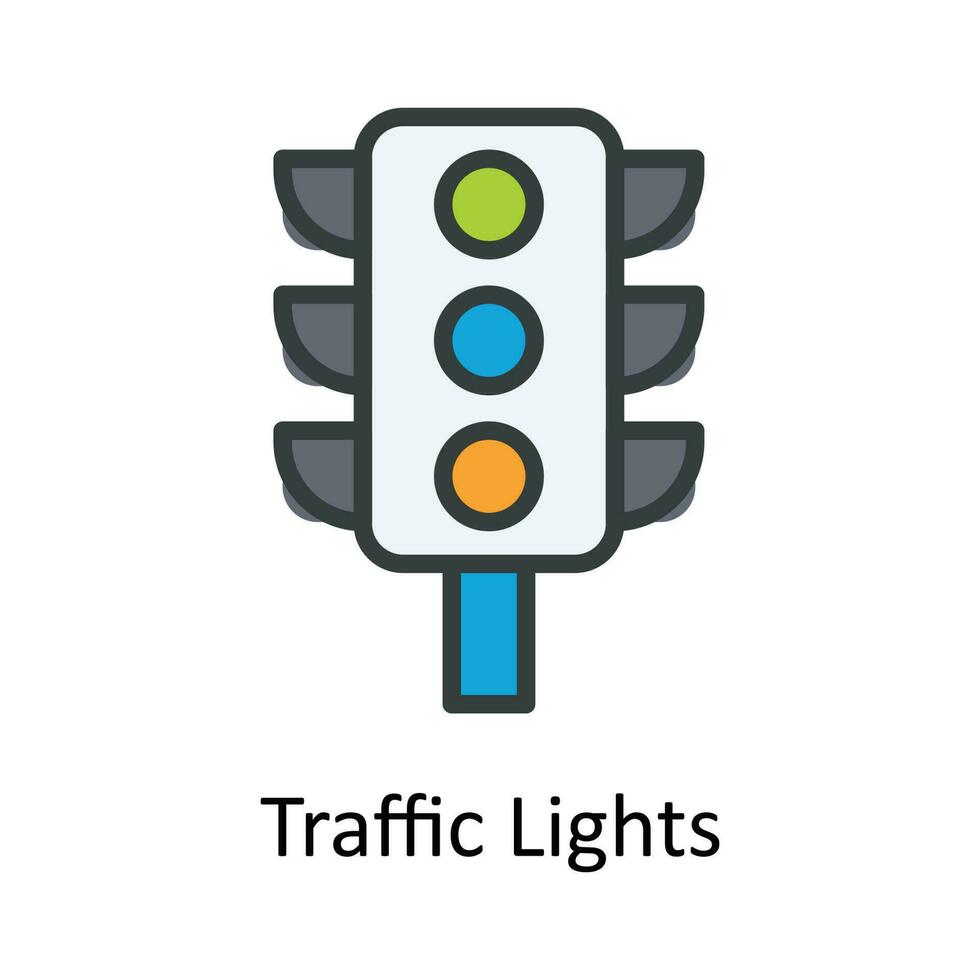 Traffic Lights vector  Fill  outline Icon Design illustration. Location and Map Symbol on White background EPS 10 File