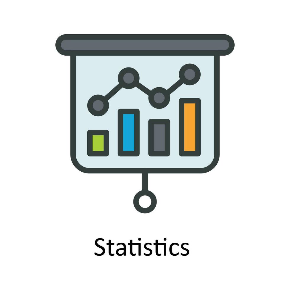 Statistics  vector  Fill outline Icon Design illustration. Work in progress Symbol on White background EPS 10 File