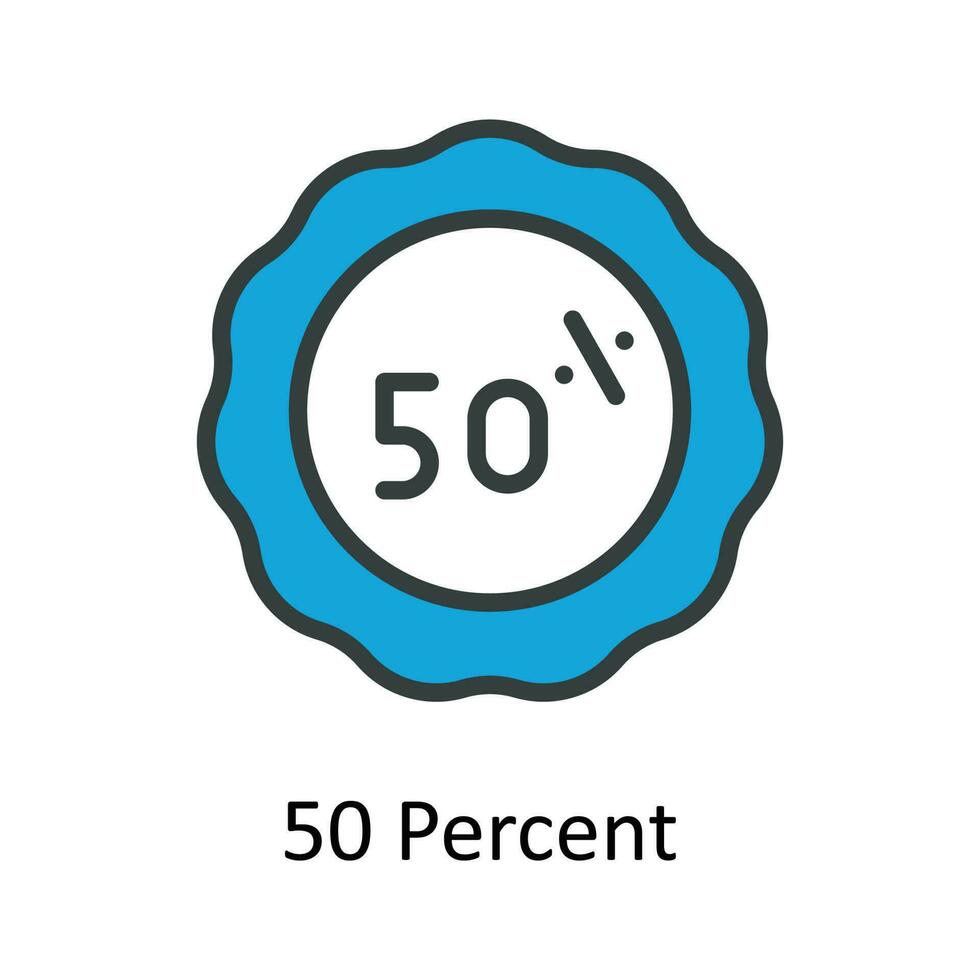 50 Percent  vector  Fill outline Icon Design illustration. Work in progress Symbol on White background EPS 10 File
