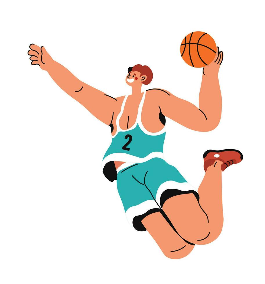 Sports activities, basketball player throwing ball vector