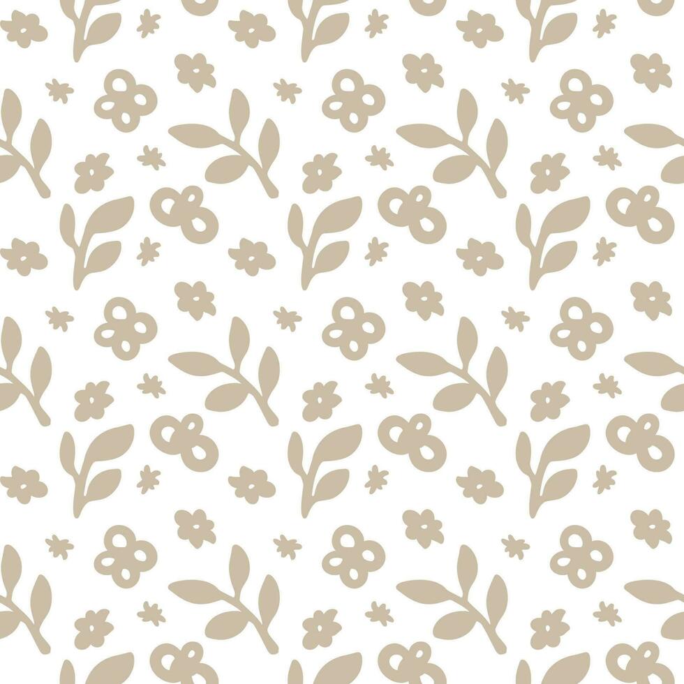 Blooming flowers and foliage, stems pattern print vector
