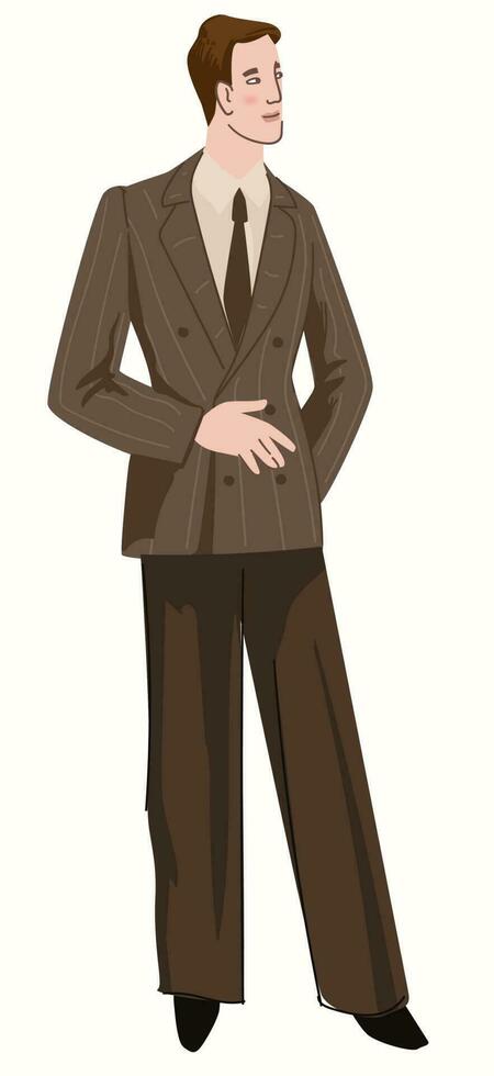 Male character wearing classic vintage costume vector