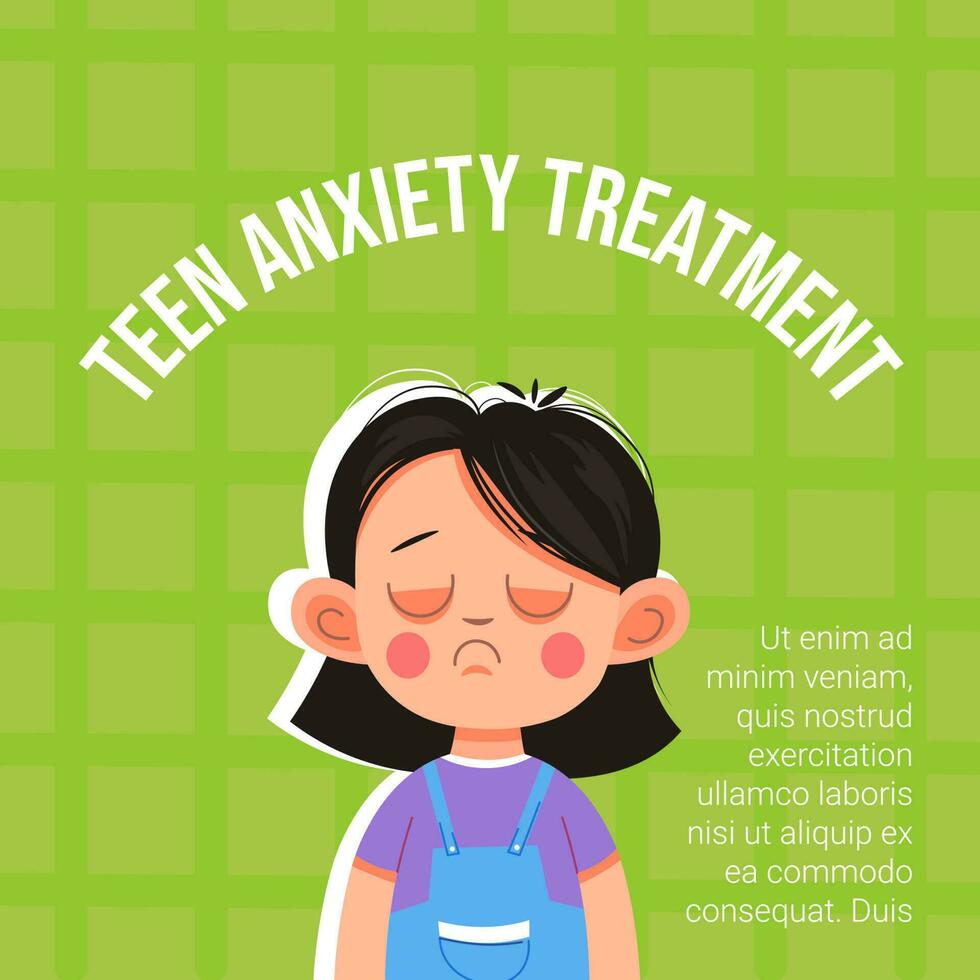 Teen anxiety treatment, psychological help for kid vector