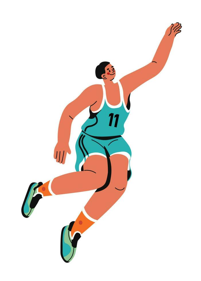 Sports basketball game, basketballers jumping vector