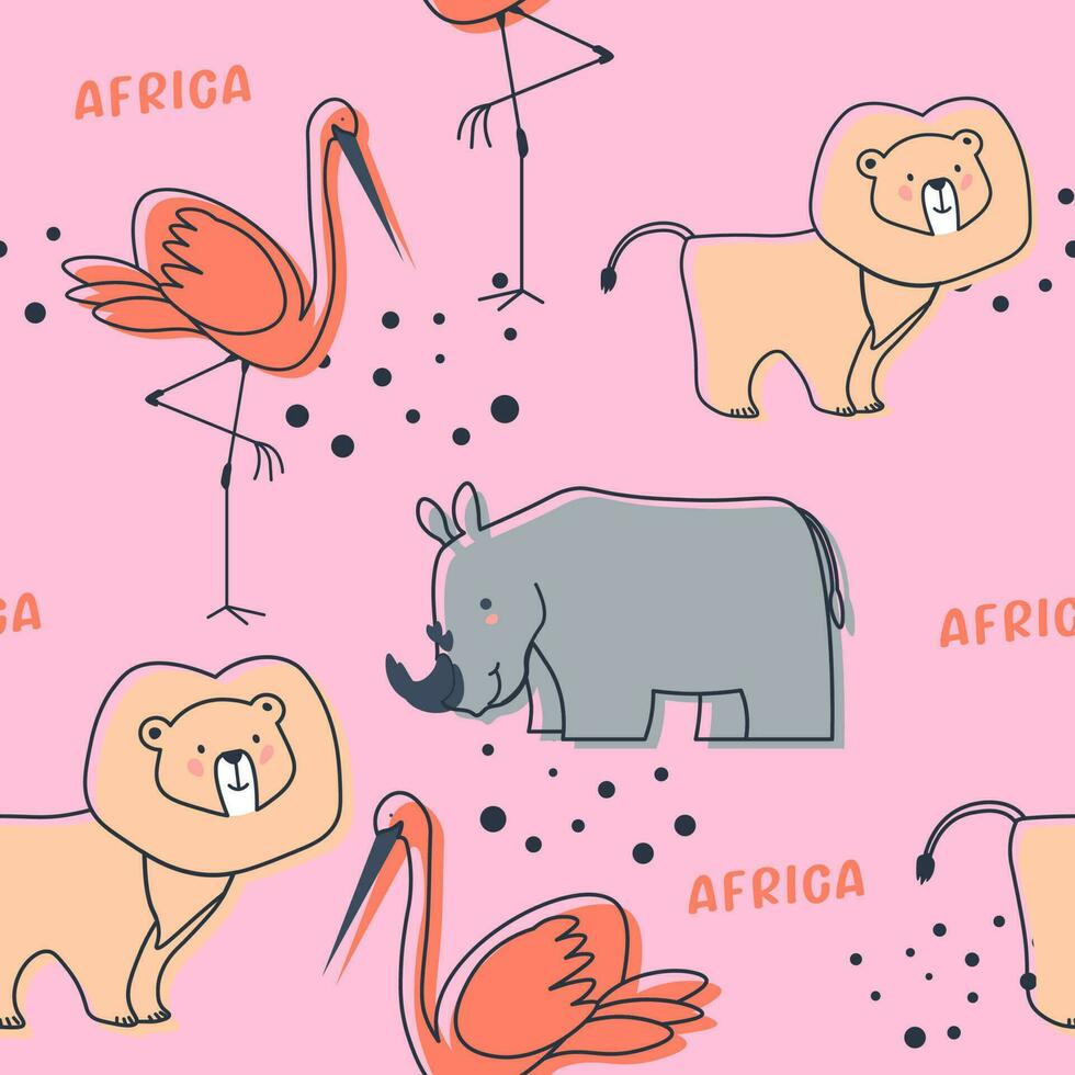 África animales, biodiversidad sin costura modelo vector