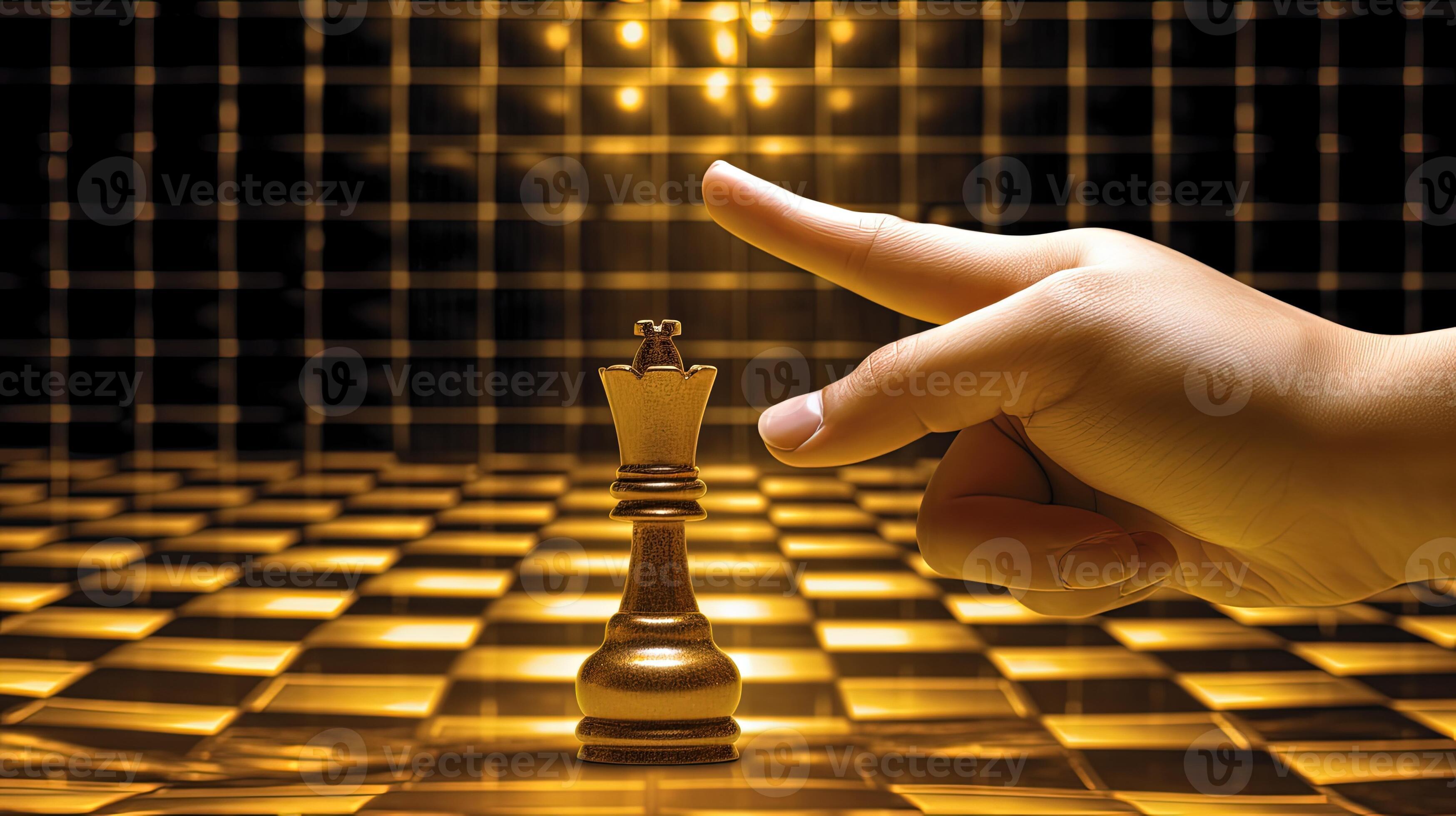 Chess piece on chessboard, competition success and strategy game play,  design created with Generative Ai Stock Illustration