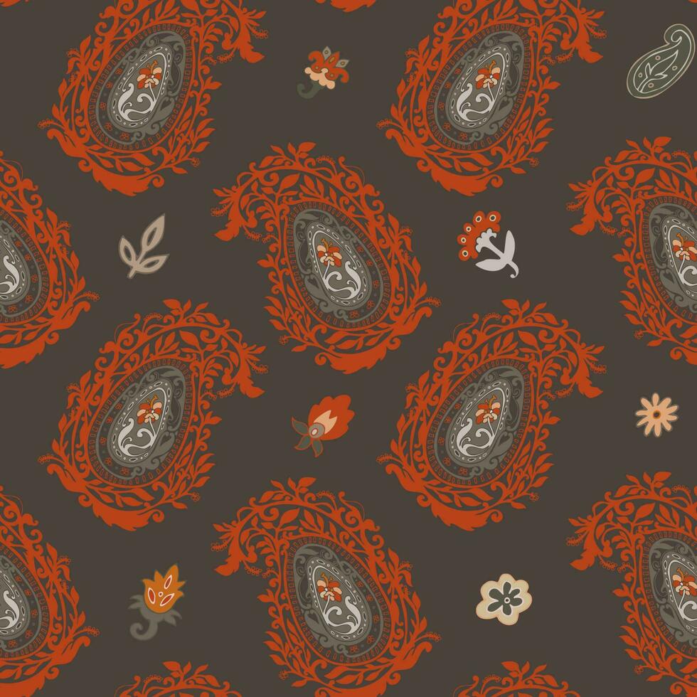 Blooming flowers and foliage, seamless pattern vector