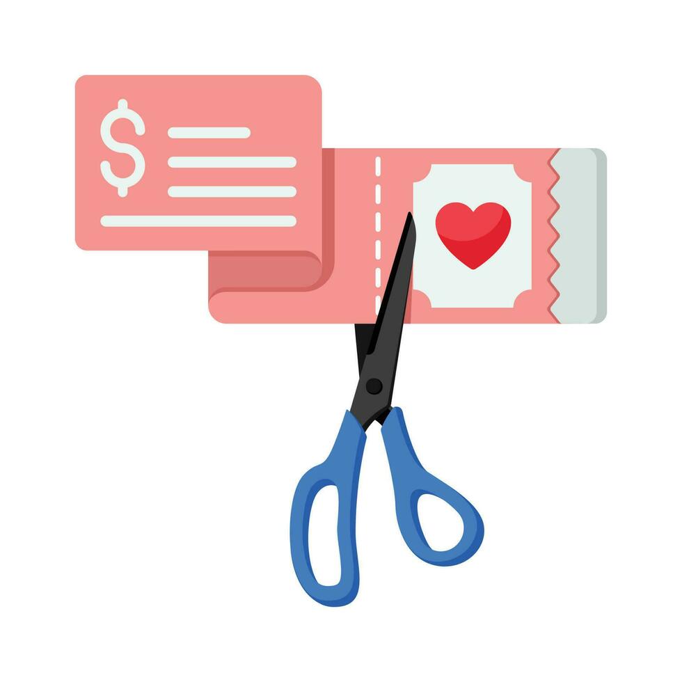 Coupon cutting  vector Flat Icon Design illustration. Shopping and E commerce Symbol on White background EPS 10 File