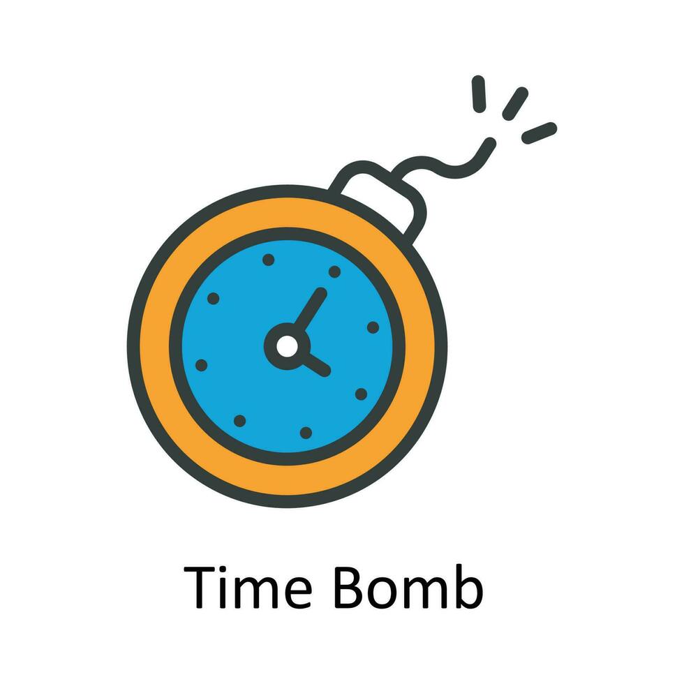 Time Bomb  vector Fill outline Icon Design illustration. Time Management Symbol on White background EPS 10 File