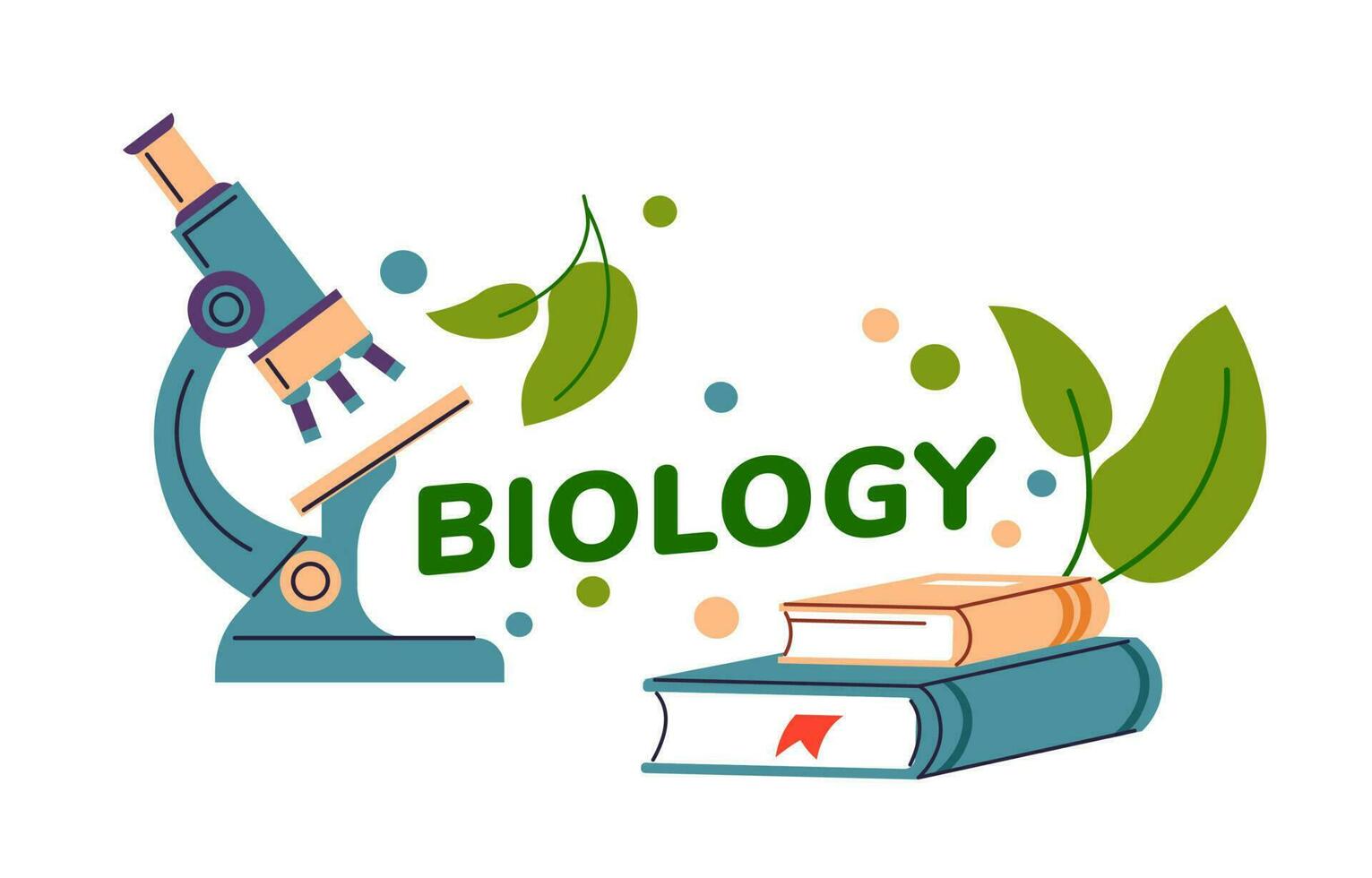 Biology lessons, microscopes and books vector