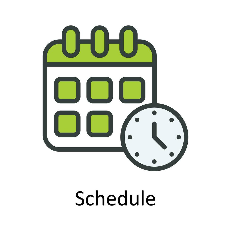 Schedule vector Fill outline Icon Design illustration. Time Management Symbol on White background EPS 10 File
