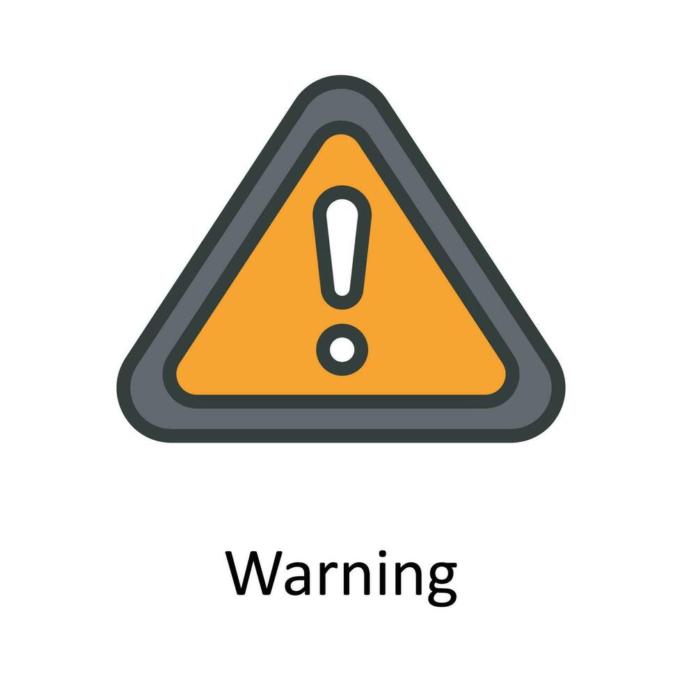 Warning vector  Fill outline Icon Design illustration. Work in progress Symbol on White background EPS 10 File
